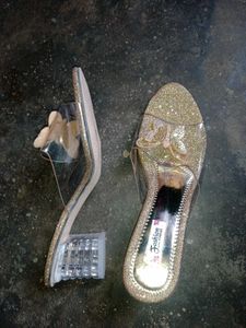 Sparkly Gold Fashion Slides