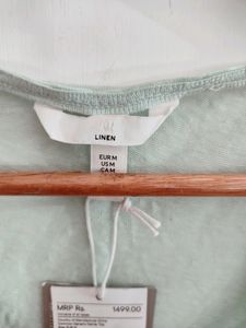 H&amp;M Mint Green Plain Casual Top (Women)