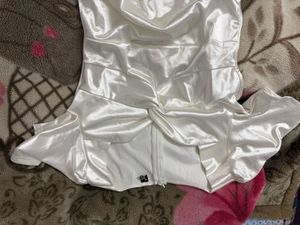 White Satin Mini Dress free size