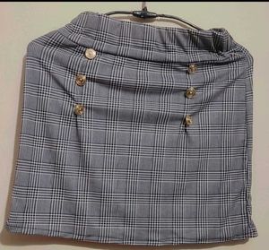 Grey Black Check Printed Skirt For 6- 8 Year Girl