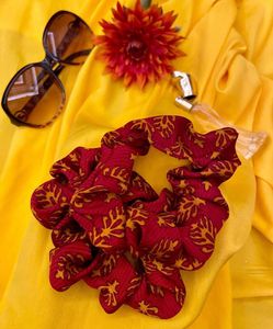 Red Floral Scrunchie