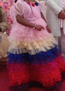 Full flare multi colour princess gown for girls