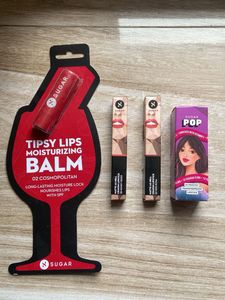 Combo Of 4 Sugar Lipstick + Lipbalm