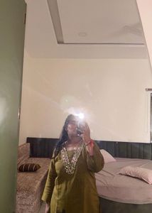 Olive Green Embellished Kurta Set