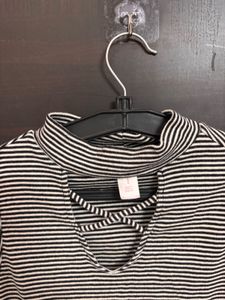 Striped Mock Neck Top