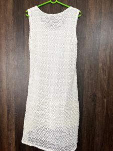 Thread Work And Net White Dress