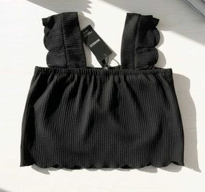 Black Scallop Tank Top