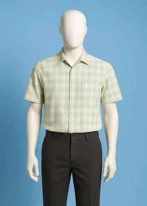 Green Plaid Short Sleeve Shirt