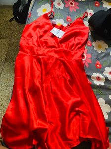 Red Satin Mini Dress