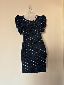 Bodycon Party Wear Dress With White Polka Dots