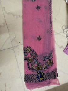 Embroidered Pink Saree
