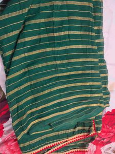 Dark Green Lining Saree