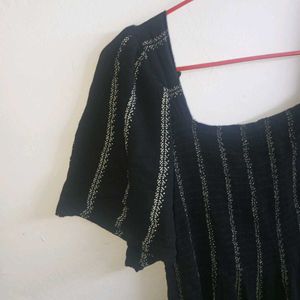 Black Flare Square Neck Dress