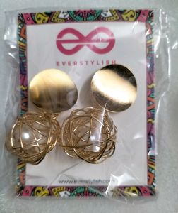 Mirror Reflection - Pearl In Cage Of Gold Earrings