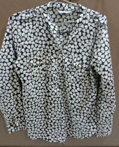 White And Black Hearts Top Full Sleeves Shirt