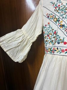 Embroidered White Dress