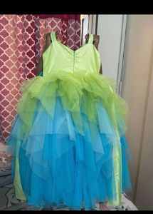 Lime Green And Sea Blue Asymmetrical Layered