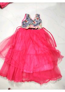 Royal Blue Tulle Dress Combo Set With Jewelar Se