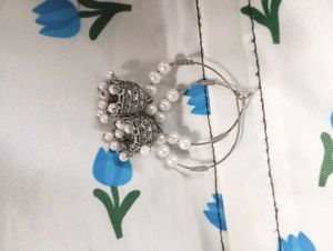 Both Silver Jhumka Earrings