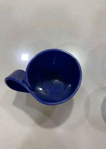 2 Blue Cups with Unique Handles