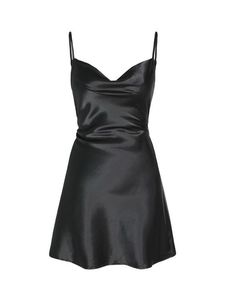 black satin mini dress