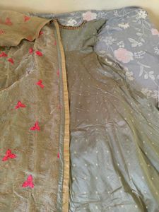 Heavy Work Duppatta Wedding Gown With Cancan
