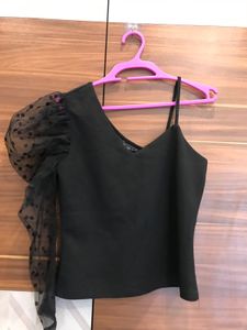 One Shoulder Mesh Top