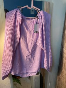 Zara Pleated Sleeve Top
