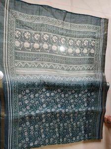 Teal Floral Print Saree✅