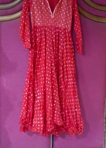 Red Embroidered Kurta Set
