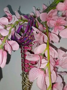 Purple Beaded Bangle Set