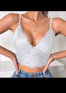 Dye Smocked Tube Top And White Bralette In Combo