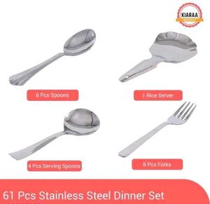 61 PIECE STAINLESS STEEL DINNER SET