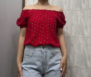 Forever 21 Red Top/ Short Kurta/ Off Shoulder