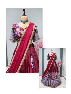 Maroon Printed Lehenga Choli