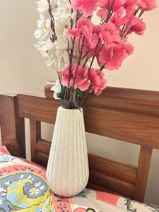 White Ceramic Vase with Flowers