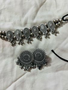 Oxidised Silver Tone Necklace