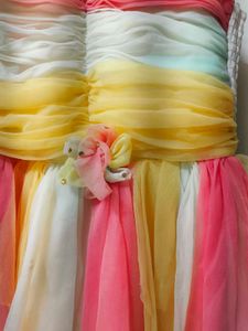 Girls Multicolour Long Gown Net