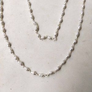 925 Pure Silver Spritual Tulsi Mala Chain