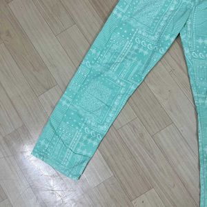 Mint Green Bandana Print Jeans.