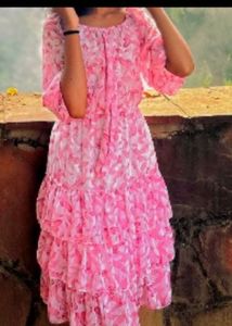 Pink Floral Ruffle Mini Dress🩰🎀