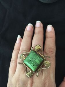 Vintage rustic gaspeite natural stone ring