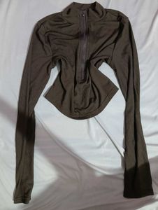 Brown Zip Up Top