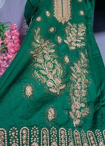 Emerald Green Embroidered Kurta Set