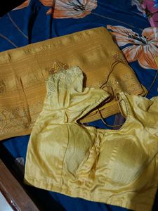 Golden Yellow Readymade Saree Blouse