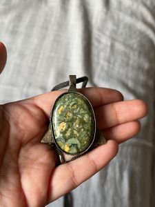 Oxidised Silver Rainforest Jasper Pendant