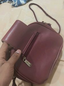 Burgundy Quilted Crossbody Bag