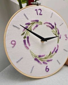 Handmade Embroidered Lavender Clock
