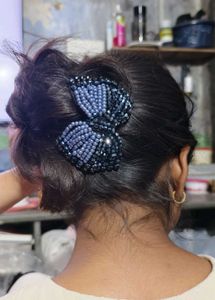 Beaded Bow Hair Clip