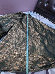 Bottle green &amp; Golden Wide leg skirt